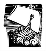 Viking Longboat on Waves