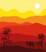 Dessert Scene Camel Trees