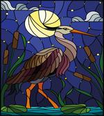 Stain Glass Brown Tone Heron