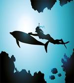 Diver Girl with Dolphin