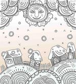 Sun Clouds and Houses