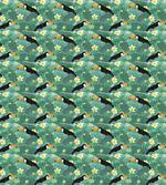 Leaves Toucans and Flowers