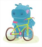 Hippo Child with Bicycle