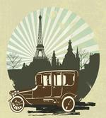 Retro Car Eiffel Tower
