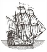 Retro Ship on Water