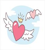 Flying Hearts and Crown