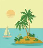 Tropical Palm Tree and Boat
