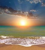 Sandy Beach Waves Sunset