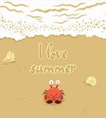 Cartoon Crab I Love Summer