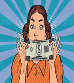Woman Holding Dollar Bill