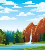 Waterfall Mountain Sky artwork