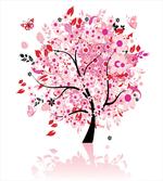 Abstract Tree and Flowers artwork