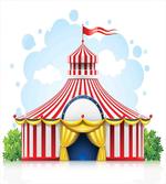 Striped Tent with Flag