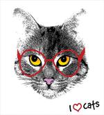 Nerd Cat with Glasses
