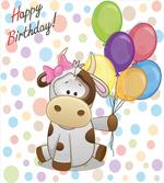 Baby Cow and Balloons