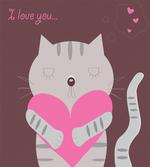 Loving Cat and Heart