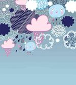Cartoon Rain Smiley Faces