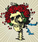 Skull in Red Flowers Crown artwork