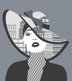 City Silhouette and Lady Art