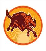 Retro Attacking Wild Boar