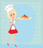 Blonde Chef with Spaghetti