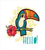 Toucan Bird with Hibiscus