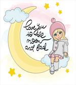 Romantic Moon Words and Girl