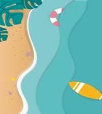 Aerial Cartoon Sea and Beach