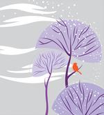 Purple Trees Snow Bird