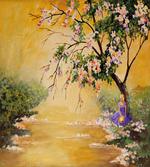 Girl near River Tree