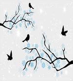 Winter Birds Stars Sky
