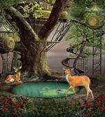 Abstract Deer and Tree House