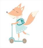 Happy Animal and Bag on Scooter