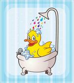 Cartoon Mascot in Bathtub