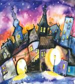 Town Night Watercolor