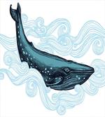 Whale with Striped Wave