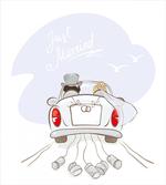 Retro Married Couple Car