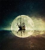 Old Ship Sea Moonlight