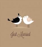 Just Married Birds Kiss