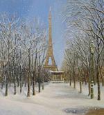 Snowy Paris City View