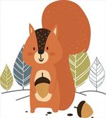 Woodland Trees and Animal