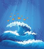Fish and Wave in Ocean
