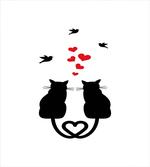 Cats in Love Heart Tail