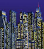 Cityscape Square Blue