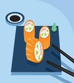 Colorful Doodle Sushi Plate