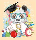 Hipster Panda in School