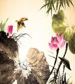 Bird Jumping into Lotus