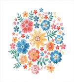 Colorful Folk Flowers Circle