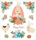 Pastel Bunny Flowers Cartoon