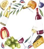 Watercolor Food Wine Frame